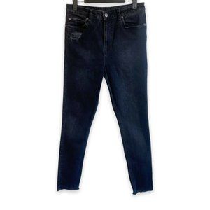 Ksubi Hi N Wasted Talk N Whack High Rise Skinny Ankle Frayed Hem Jeans Black 28